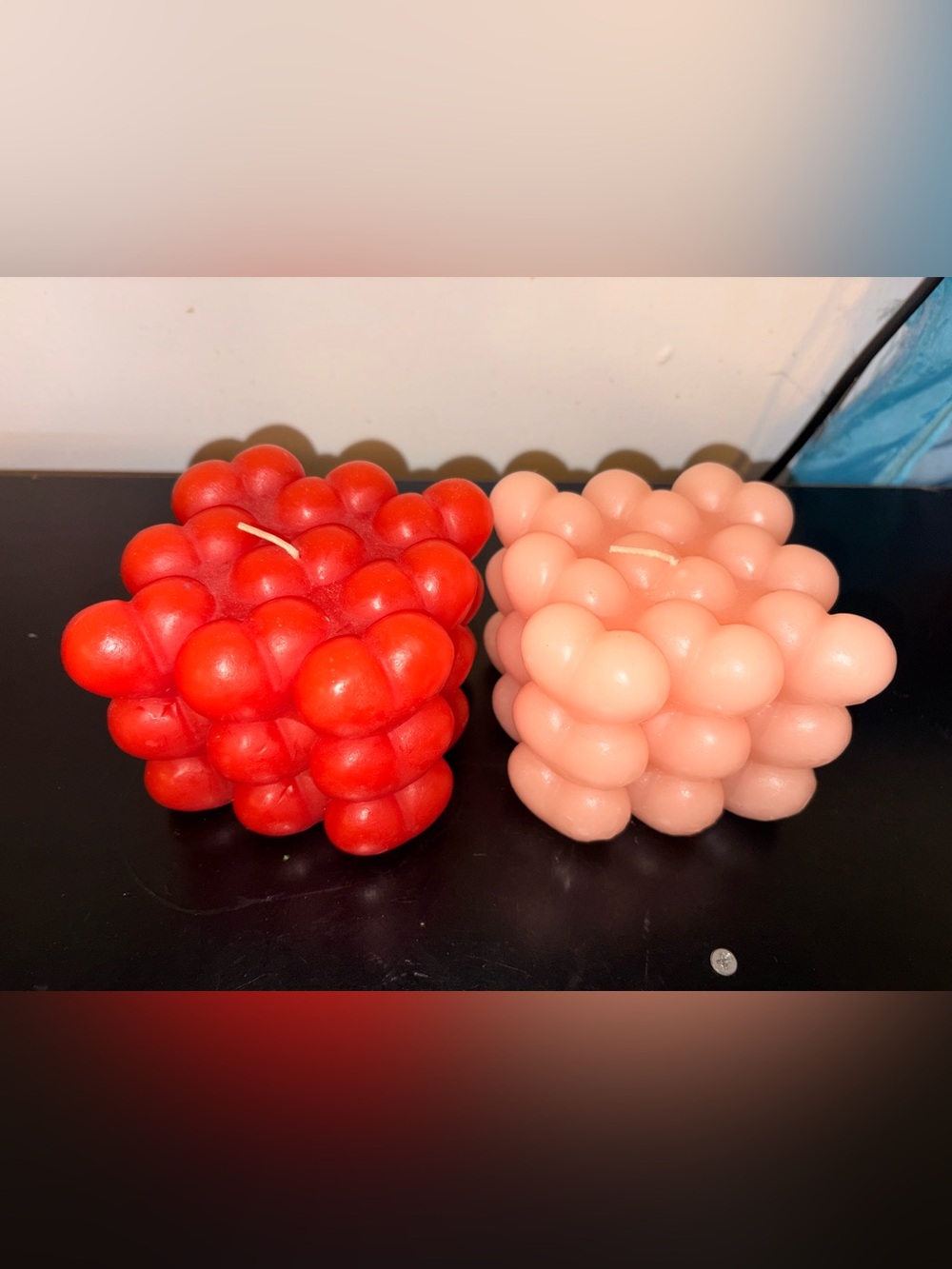 Decorative Bubble Cube Candles - Red & Blush